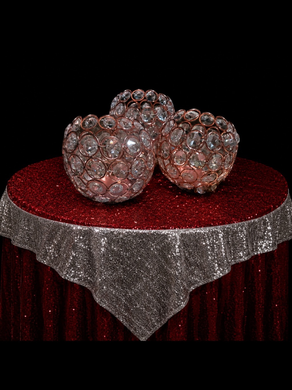 Crystal Globe Tealight Holders - Clear and Rose Gold Accent